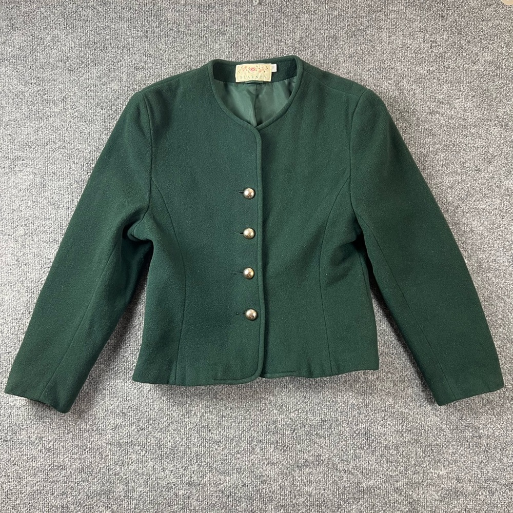 Vintage Blarney Jacket‎ Women 10 Green Wool Cashmere Coat Buttoned Long Sleeve